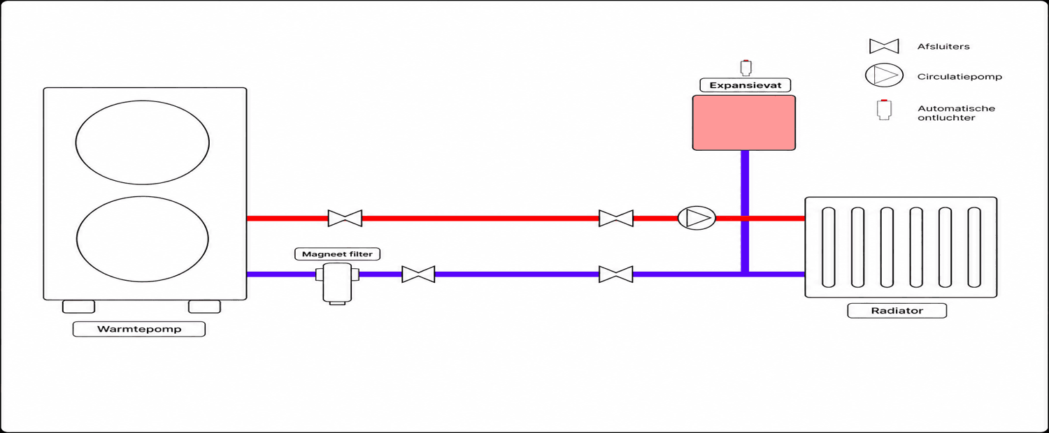 Hydraulisch schema: Hybride zonder buffervat