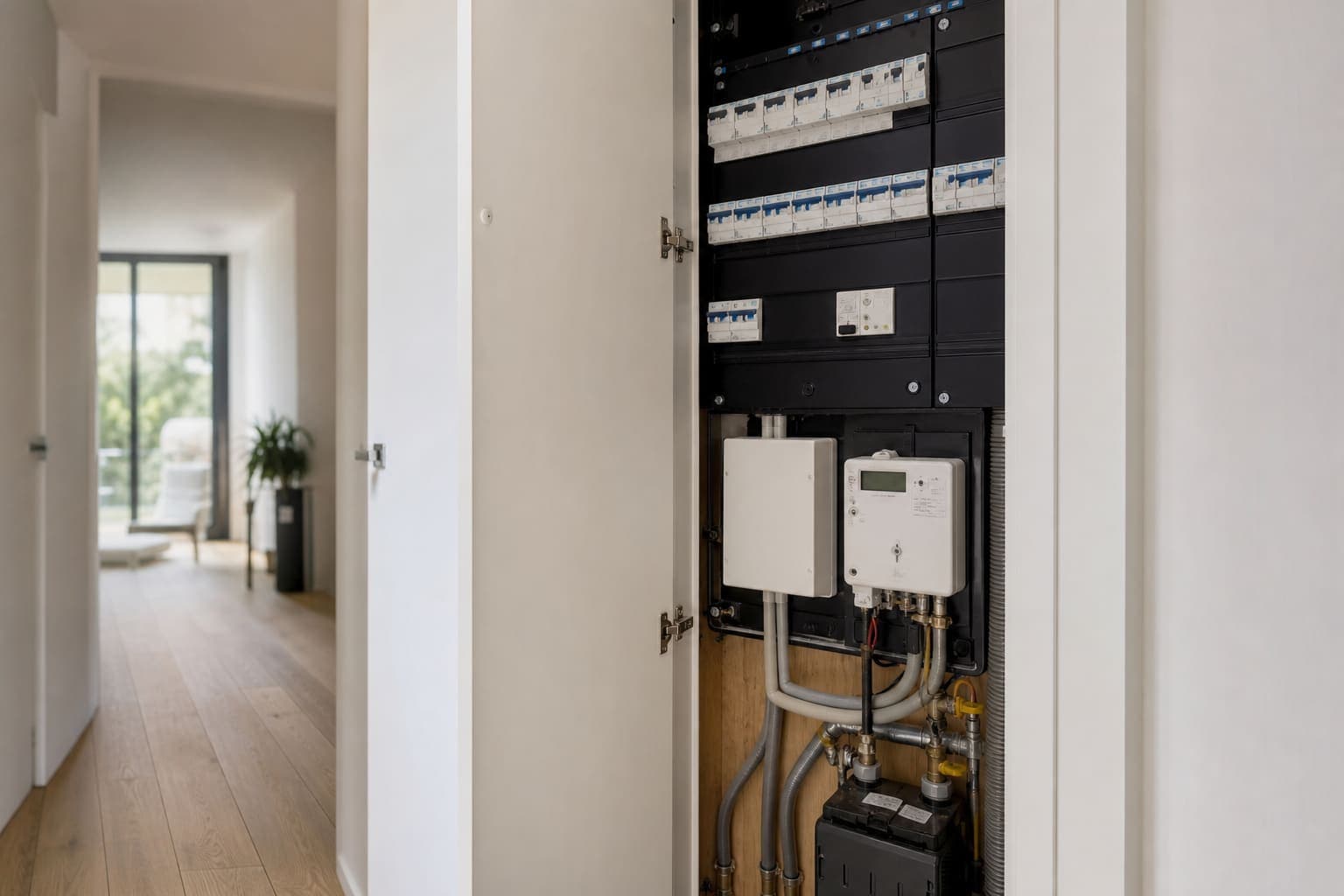 Moderne groepenkast in een Nederlandse meterkast